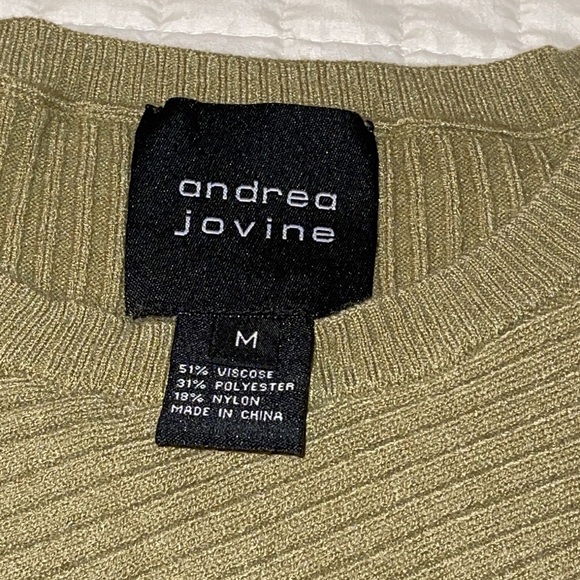 NWT- ANDREA JOVINE CRISSCROSS HI/LO HEM CREW NECK 3/4 SLEEVE SWEATER SZ MED - Picture 5 of 8